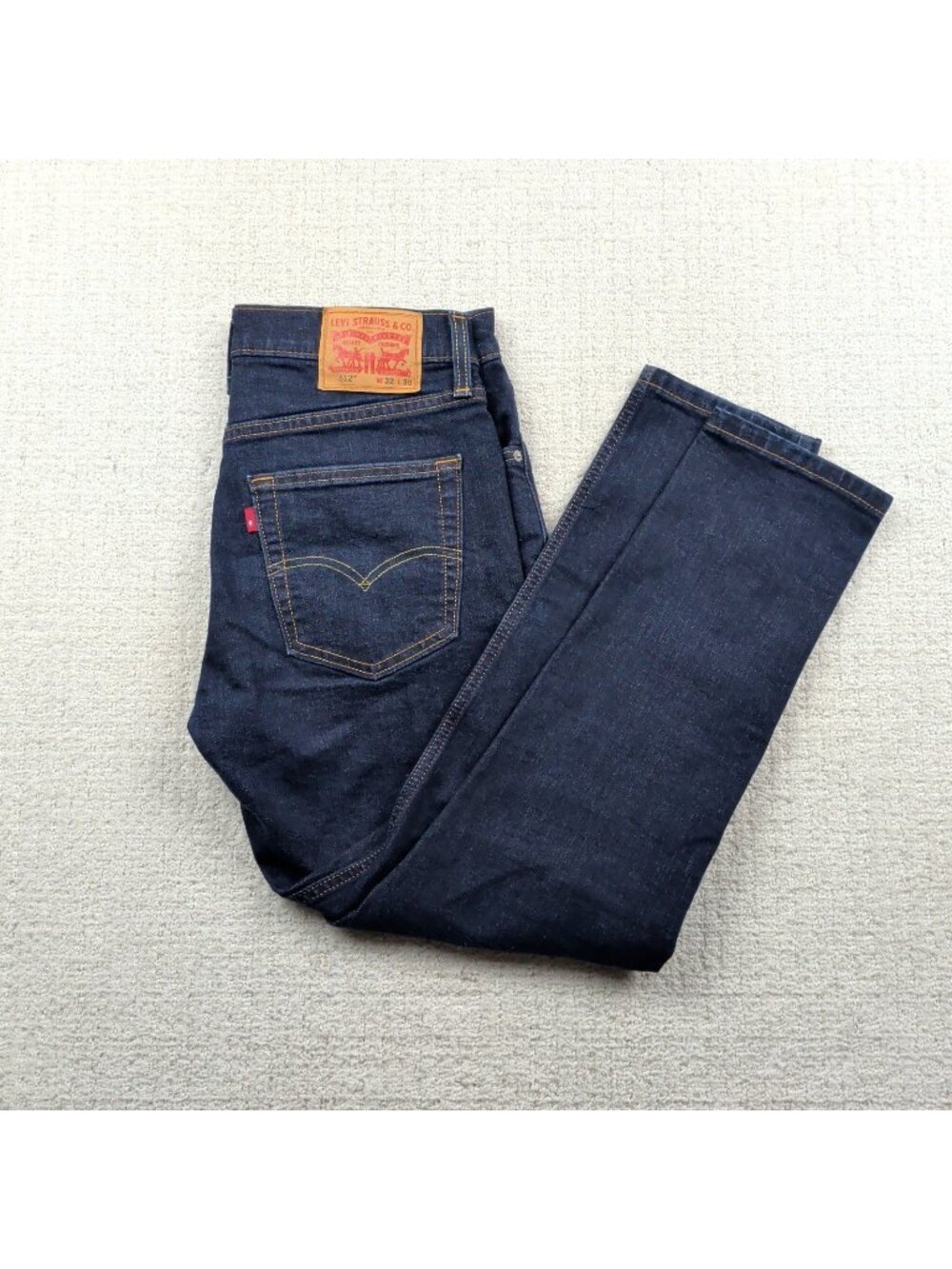 Levis 512 Jeans Mens 32x30 Blue Denim Slim Taper Fit Dark Wash Stretch Red Tab